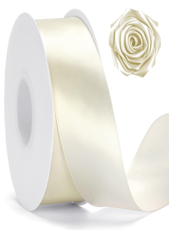 KINGLAKE Pearl Ivory Satin Ribbon – 1 1/2'' x 100 Yards Polyester Ivory Ribbon for Gift Wrapping Wedding Birthday Party Decoration DIY Crafts Floral Bouquets and Wreath Bows - Image 1